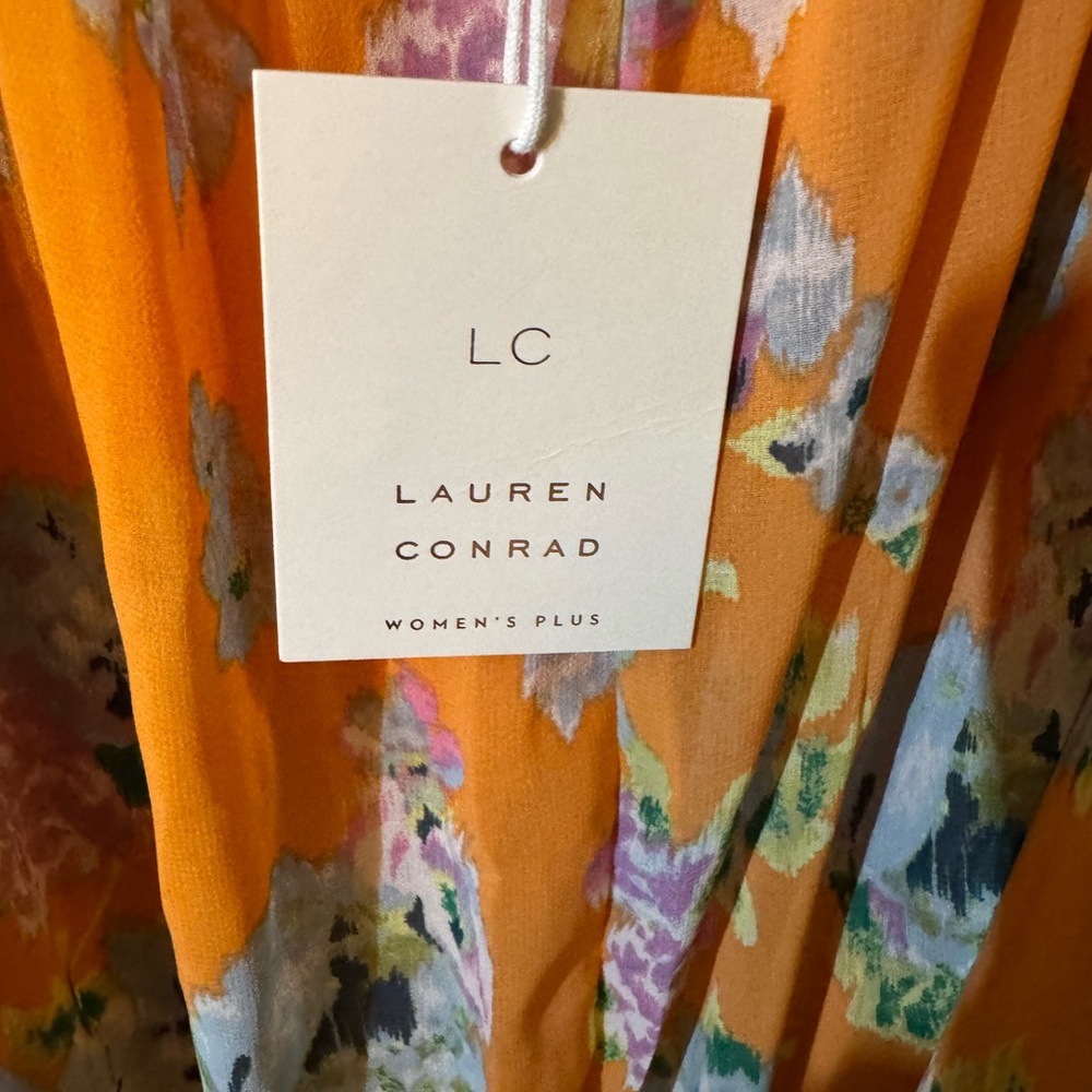 LC Lauren Conrad NWT Peach colored Ruffled Tiered Midi Dress - Picture 2 of 5